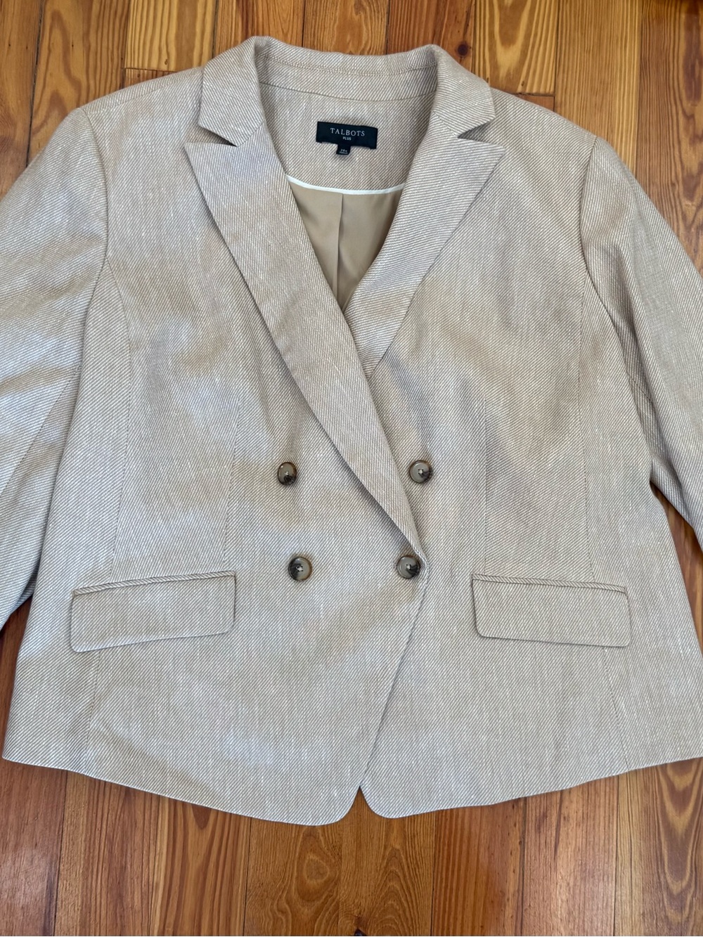 Talbots Light Beige Double-Breasted Blazer